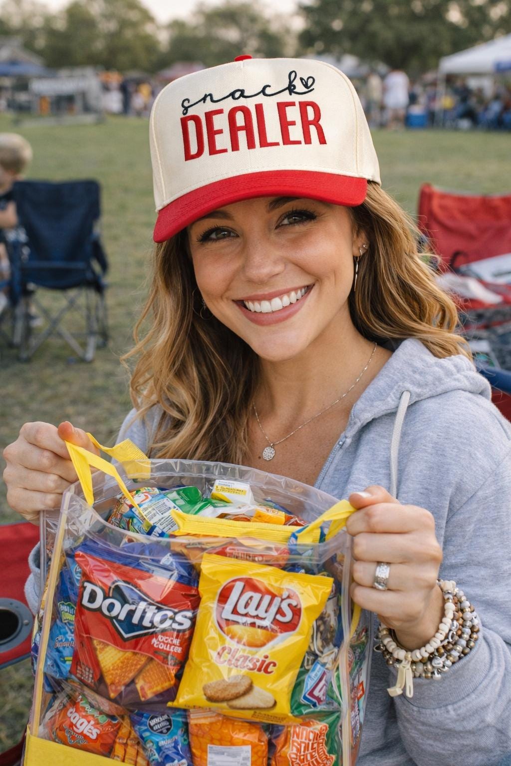 Snack Dealer Embroidered Trucker Hat | Funny Baseball Mom Cap | Sports Mom Game Day Snapback