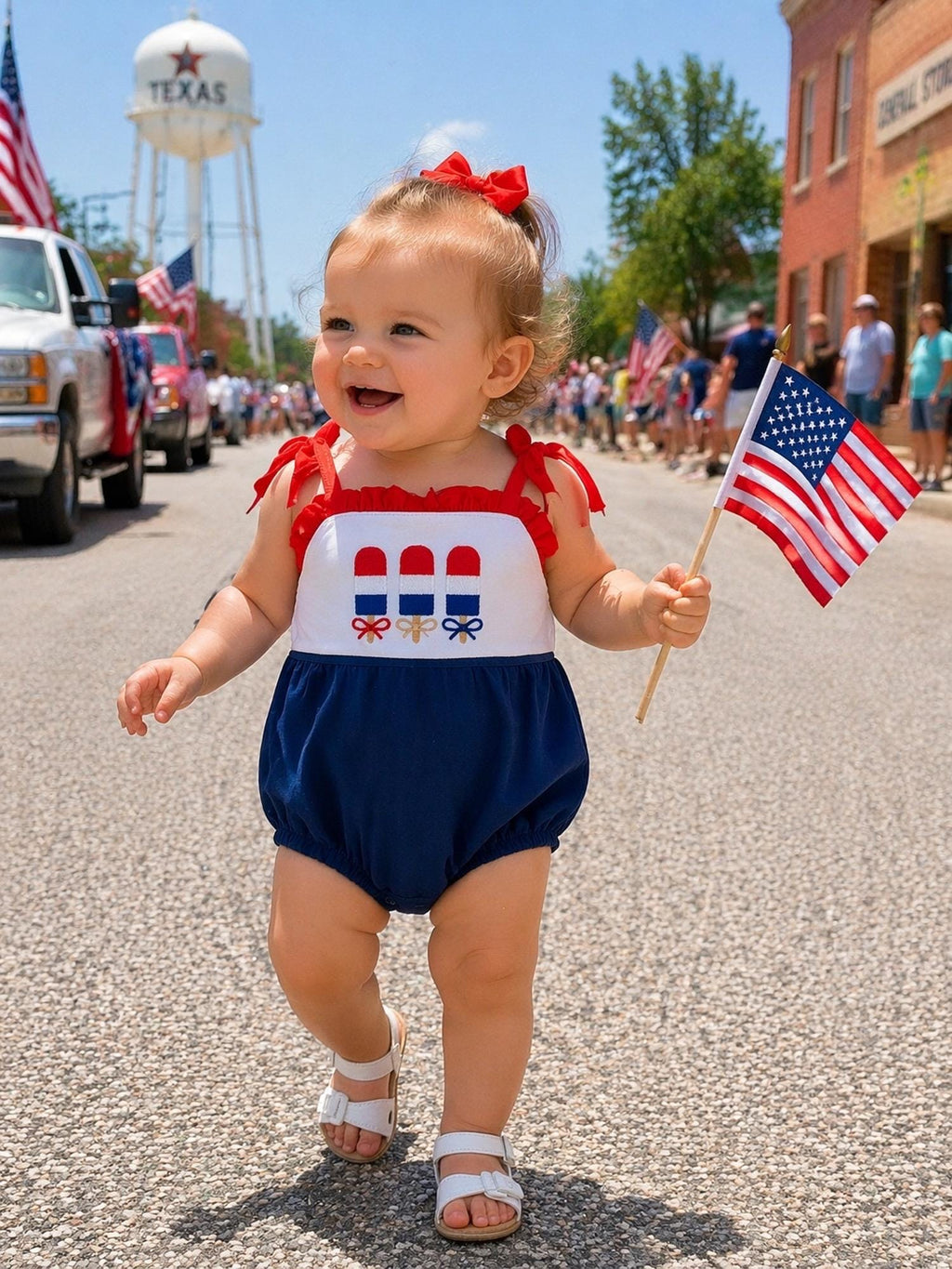 All-American Cutie Bubble Romper | Patriotic Baby Outfit | 100% Cotton