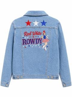 Red White & Rowdy Denim Jacket | Patriotic Cowgirl Jacket | Western Concert Outfit