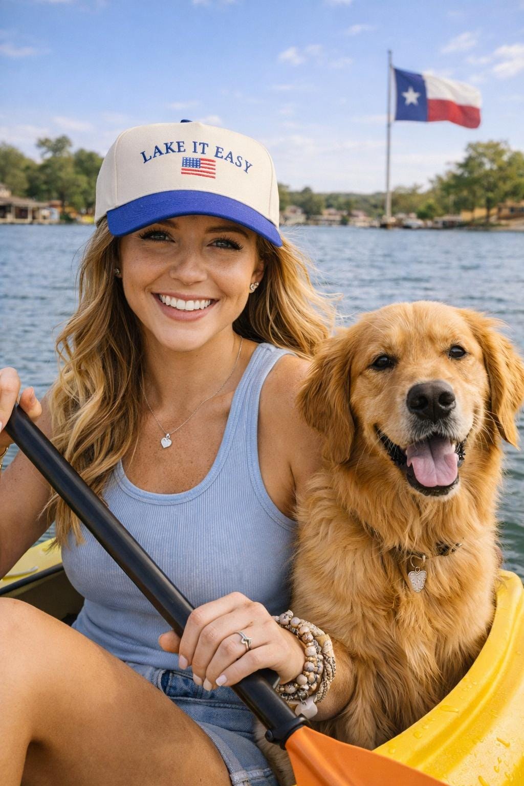 Lake It Easy Trucker Hat | Lake Life Snapback | Patriotic Summer Hat | Boating Americana Cap