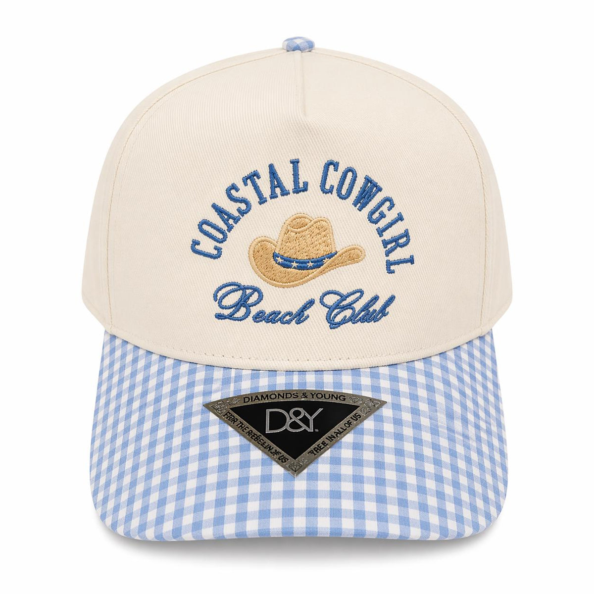Coastal Cowgirl Hat Blue Gingham Trucker Hat Snapback Womens Beach Cap