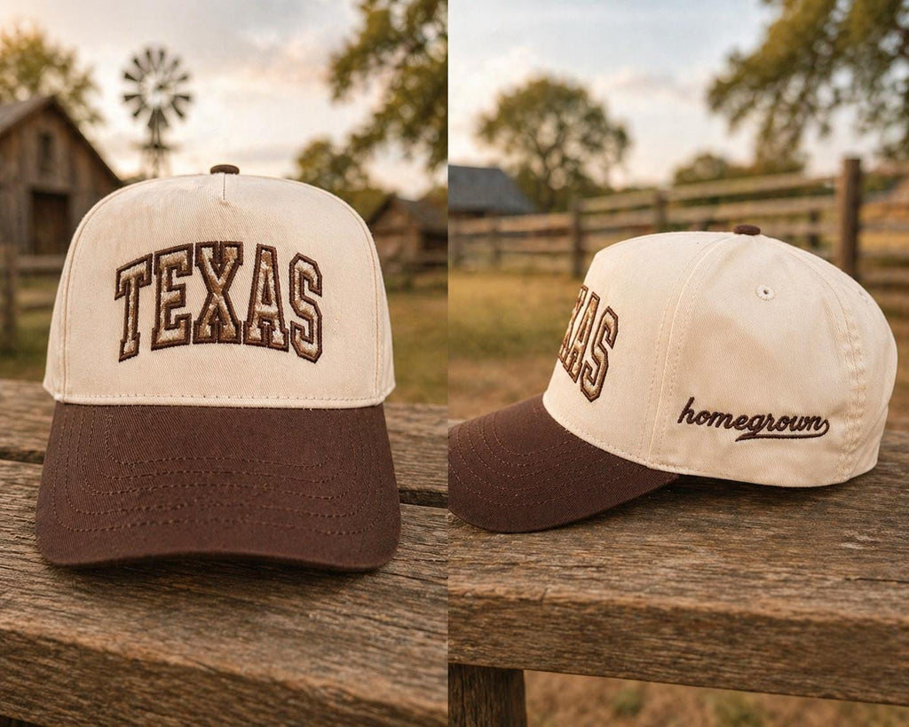 Texas Trucker Hat | Glitter Embroidered Western Cap | Boutique Texas Hat for Women | Southern Style Snapback