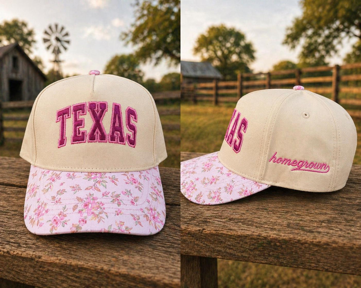 Texas Trucker Hat | Glitter Embroidered Western Cap | Boutique Texas Hat for Women | Southern Style Snapback