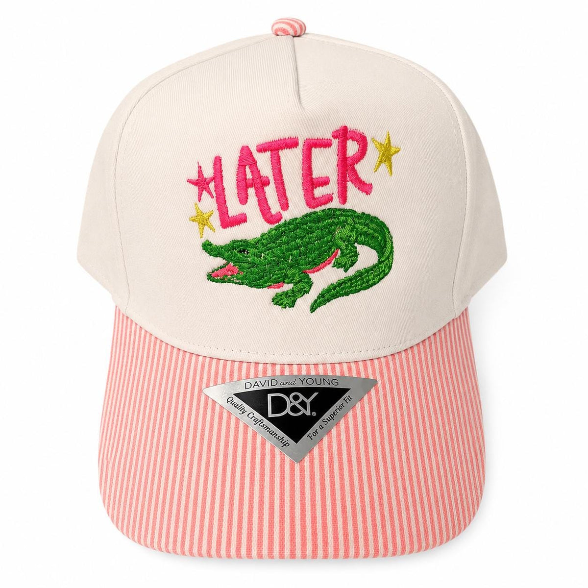 Later Gator Trucker Hat | Pink Stripe Snapback | Girly Southern Boutique Hat | Trendy Womens Cap
