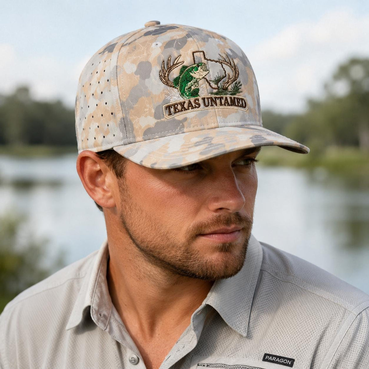 Texas Untamed Bass Antler Camo Performance Hat | SoBro Yardfest Snapback
