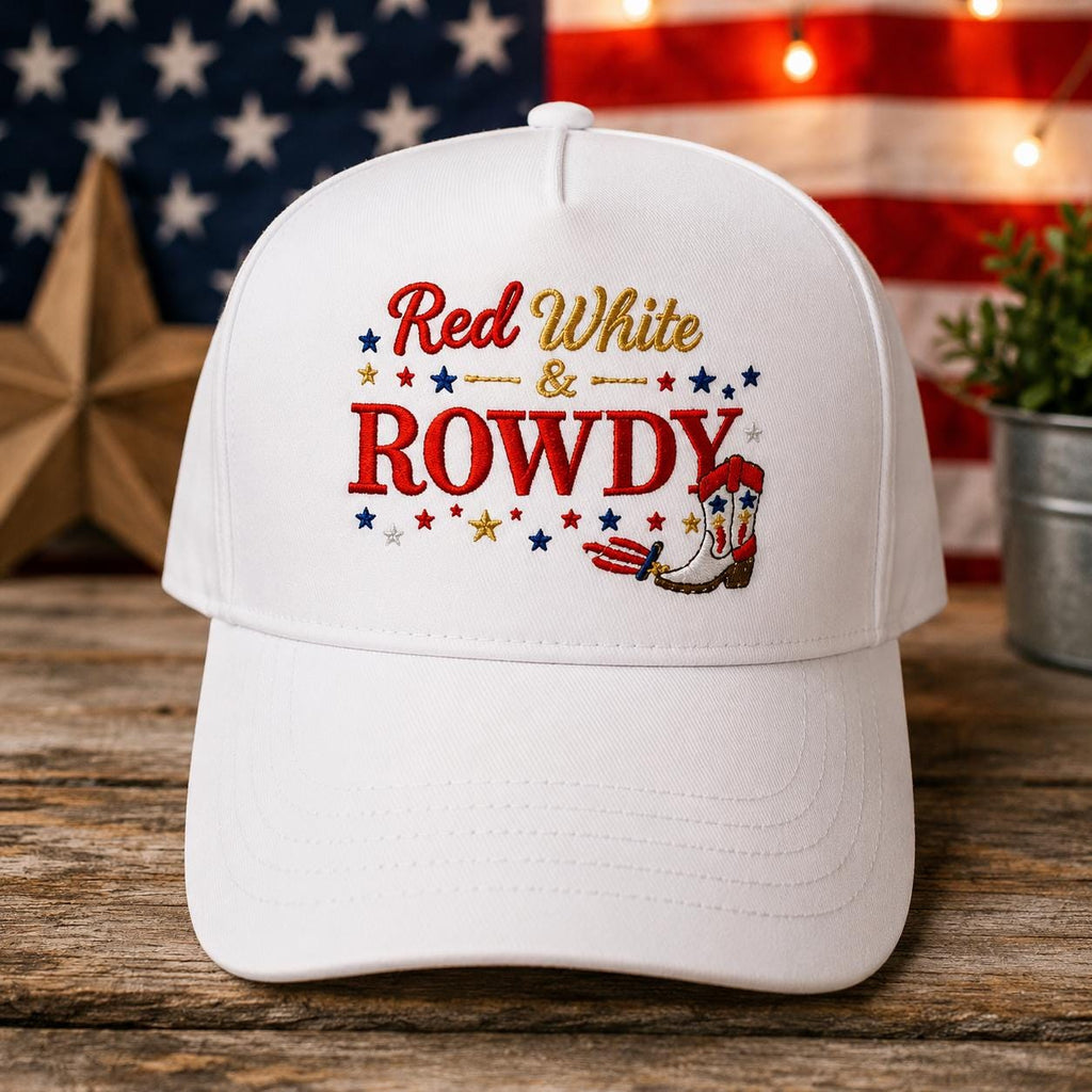 Red White Rowdy Trucker Hat | Patriotic Cowgirl Cap, Country Concert Outfit
