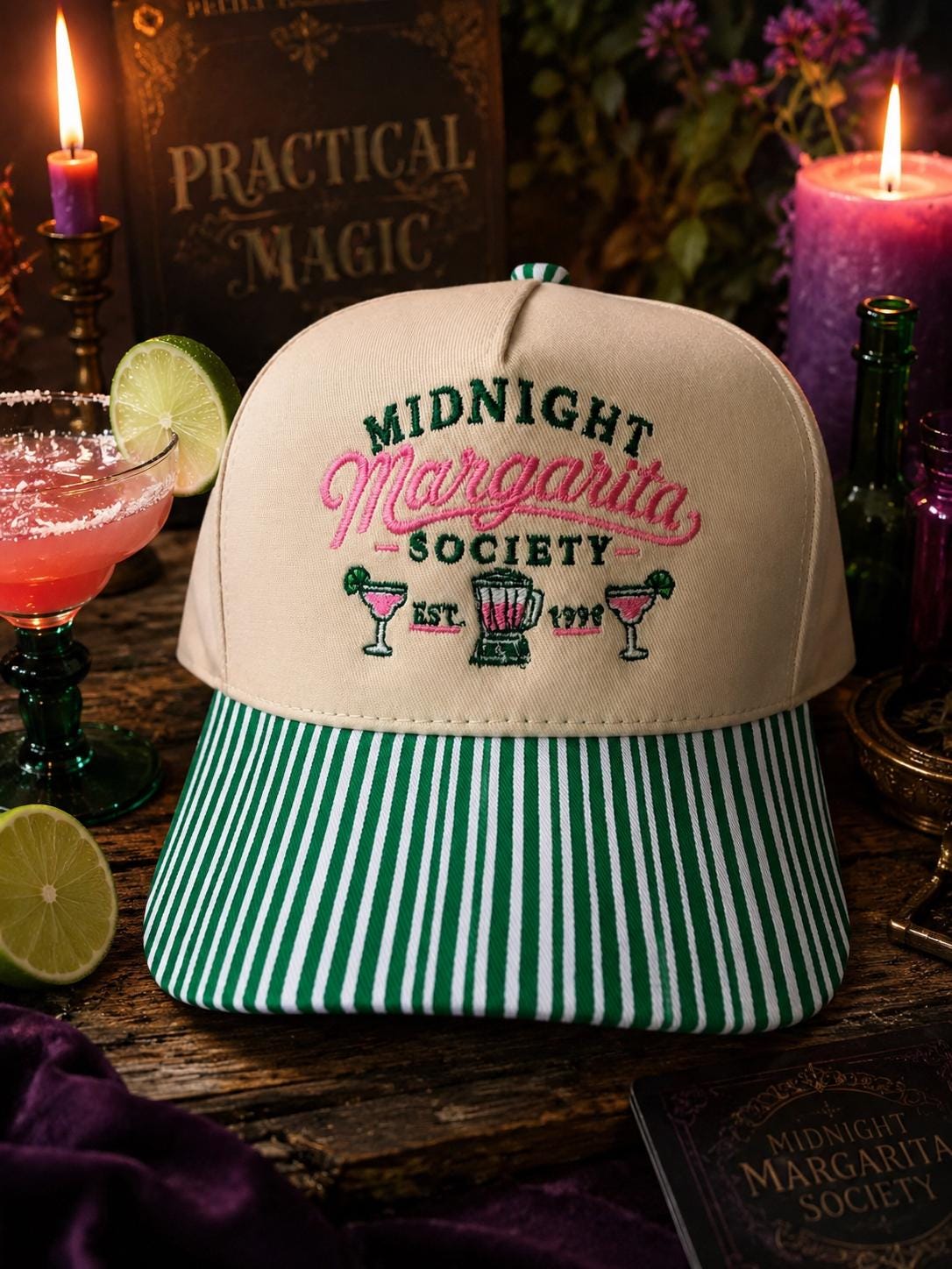 Midnight Margarita Society Trucker Hat, Practical Magic Merch, Witchy Girls Trip Cap
