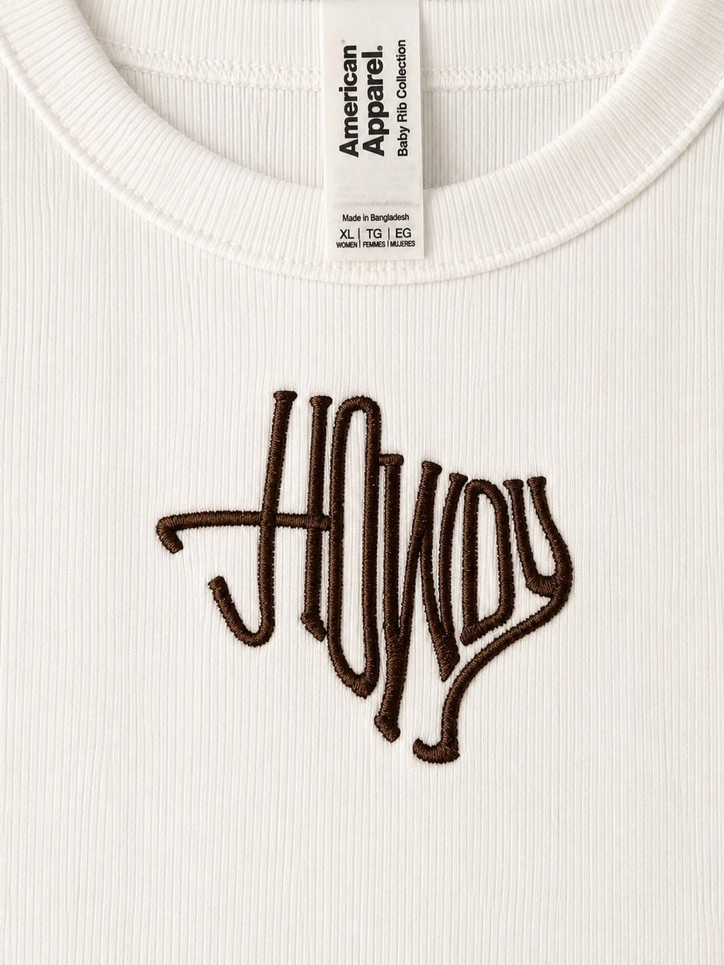 Embroidered Howdy Tank Top: American Apparel Baby Rib Western Style