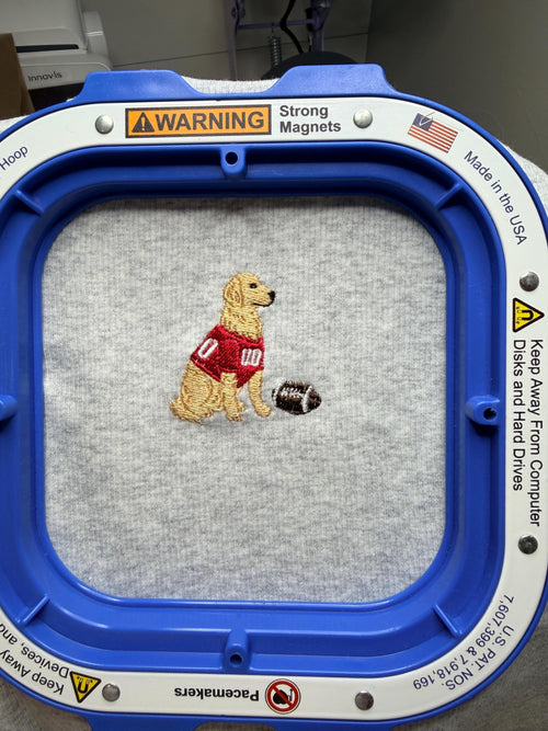 Custom Golden Retriever Football Tank Top, Embroidered Dog Mom Jersey (Team Color)