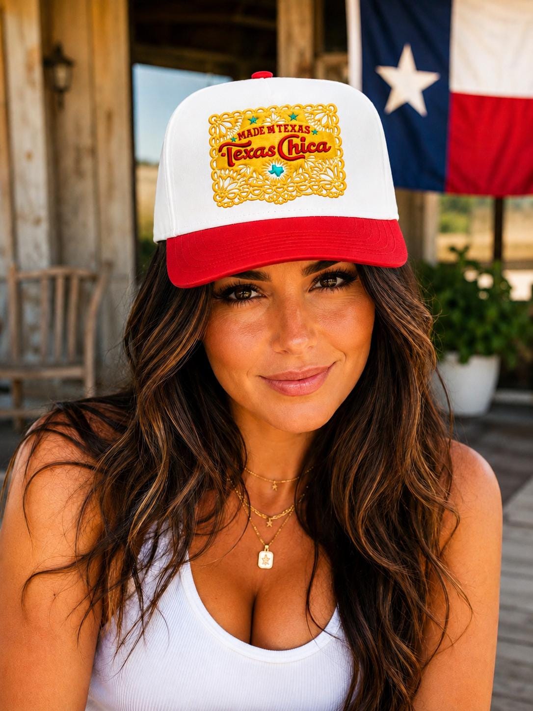 Personalized Texas Trucker Hat, Custom Western Cowgirl Cap, Retro Red Snapback (Made in Texas)