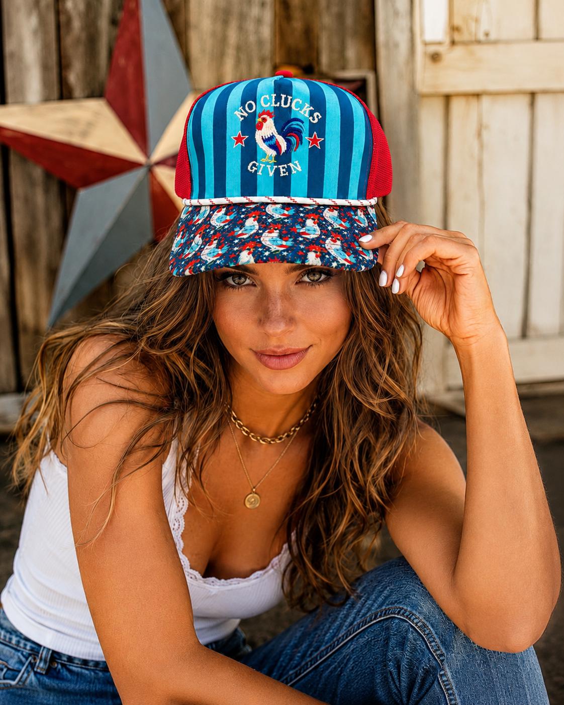 No Clucks Given Rooster Trucker Hat – Embroidered Sarcastic Baseball Cap