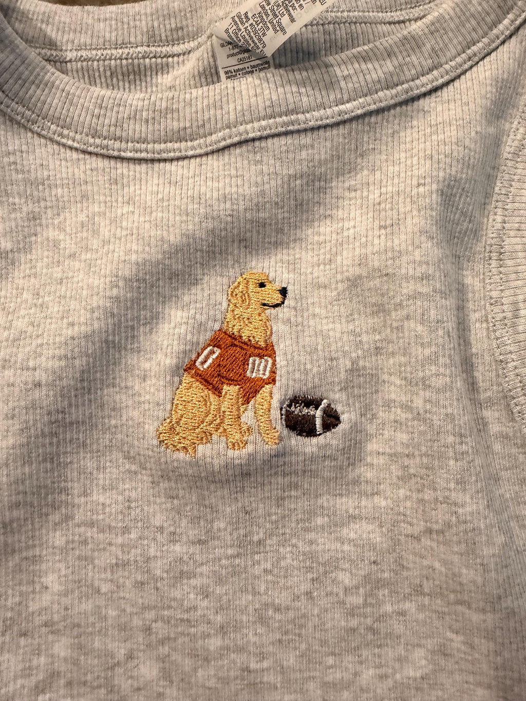 Custom Golden Retriever Football Tank Top, Embroidered Dog Mom Jersey (Team Color)