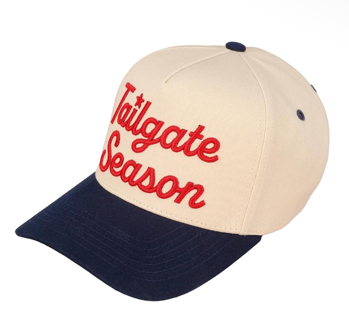 Tailgate Season Trucker Hat: Puff Embroidered Cotton Snapback Gameday Cap