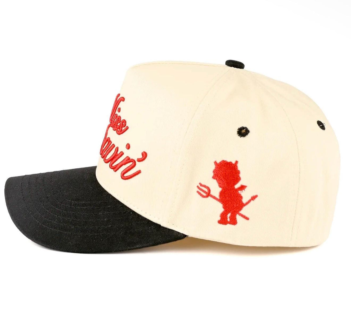 Miss Behavin' Retro Trucker Hat, 3D Puff Embroidery, Red Devil Snapback