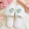 Personalized White Waffle Spa Slippers: Custom Embroidered Monogram, Name, Bridal Gift
