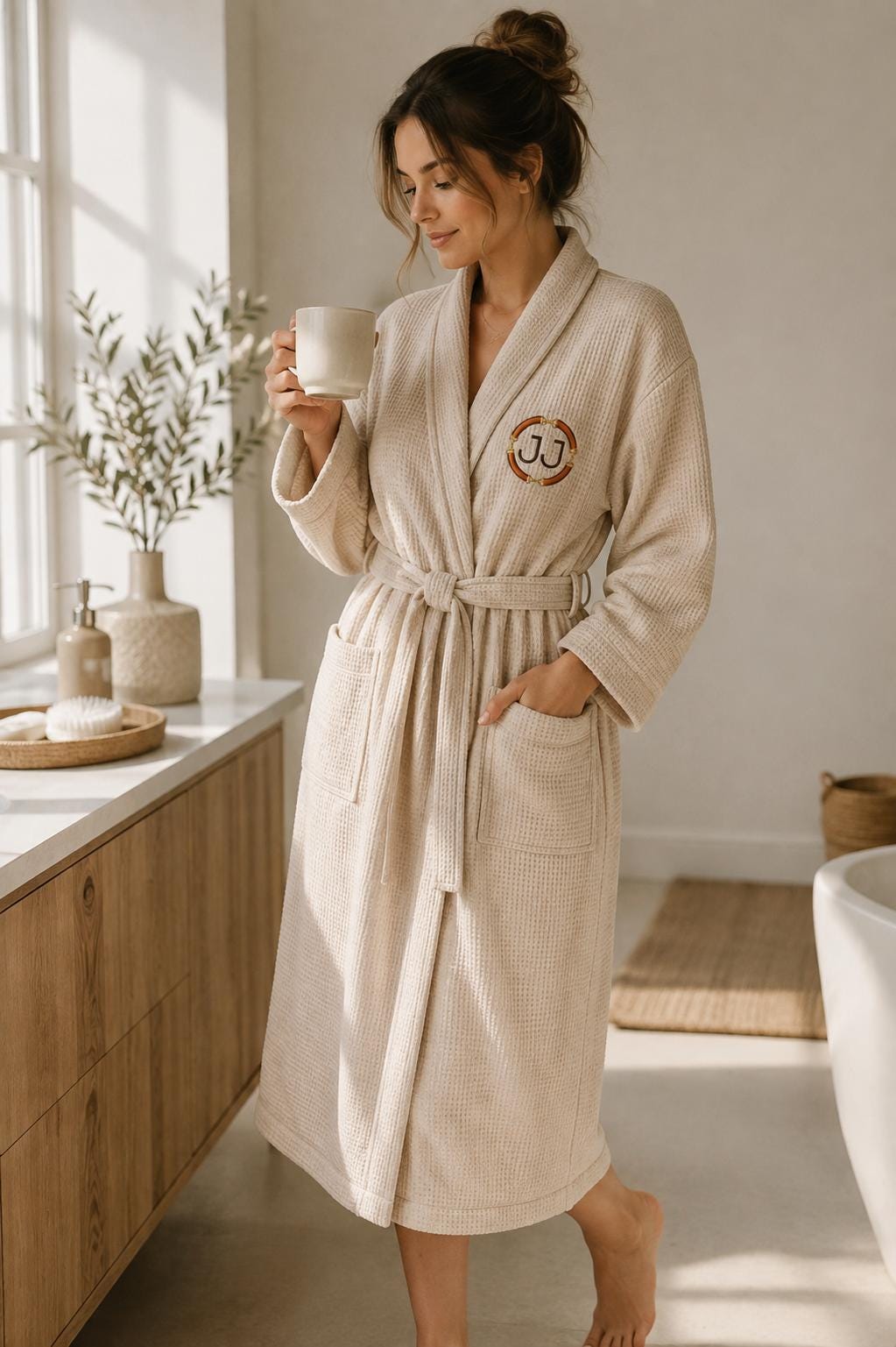 Personalized Waffle Robe Custom Embroidered Name or Monogram Spa Bathrobe for Women