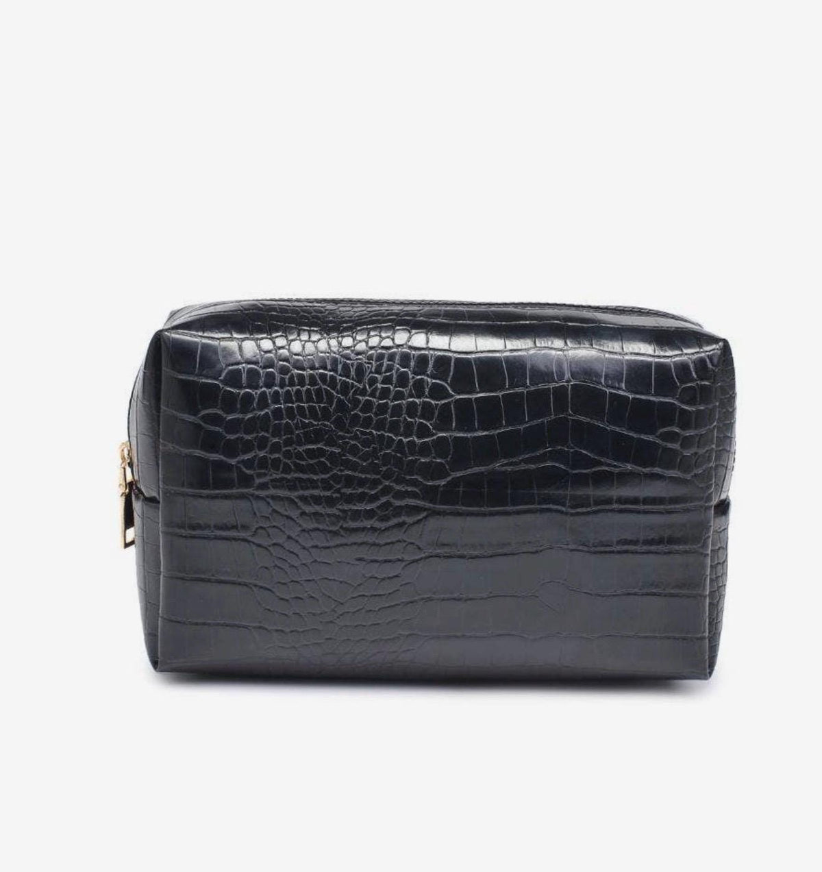 Personalized Croc Embossed Vegan Leather Cosmetic Bag, Custom Monogram Toiletry Organizer
