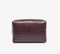 Personalized Croc Embossed Vegan Leather Cosmetic Bag, Custom Monogram Toiletry Organizer