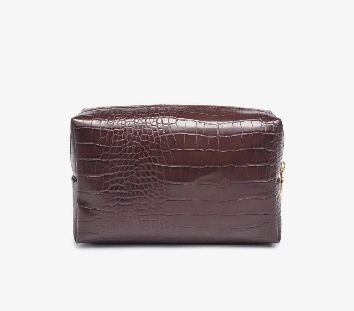Personalized Croc Embossed Vegan Leather Cosmetic Bag, Custom Monogram Toiletry Organizer