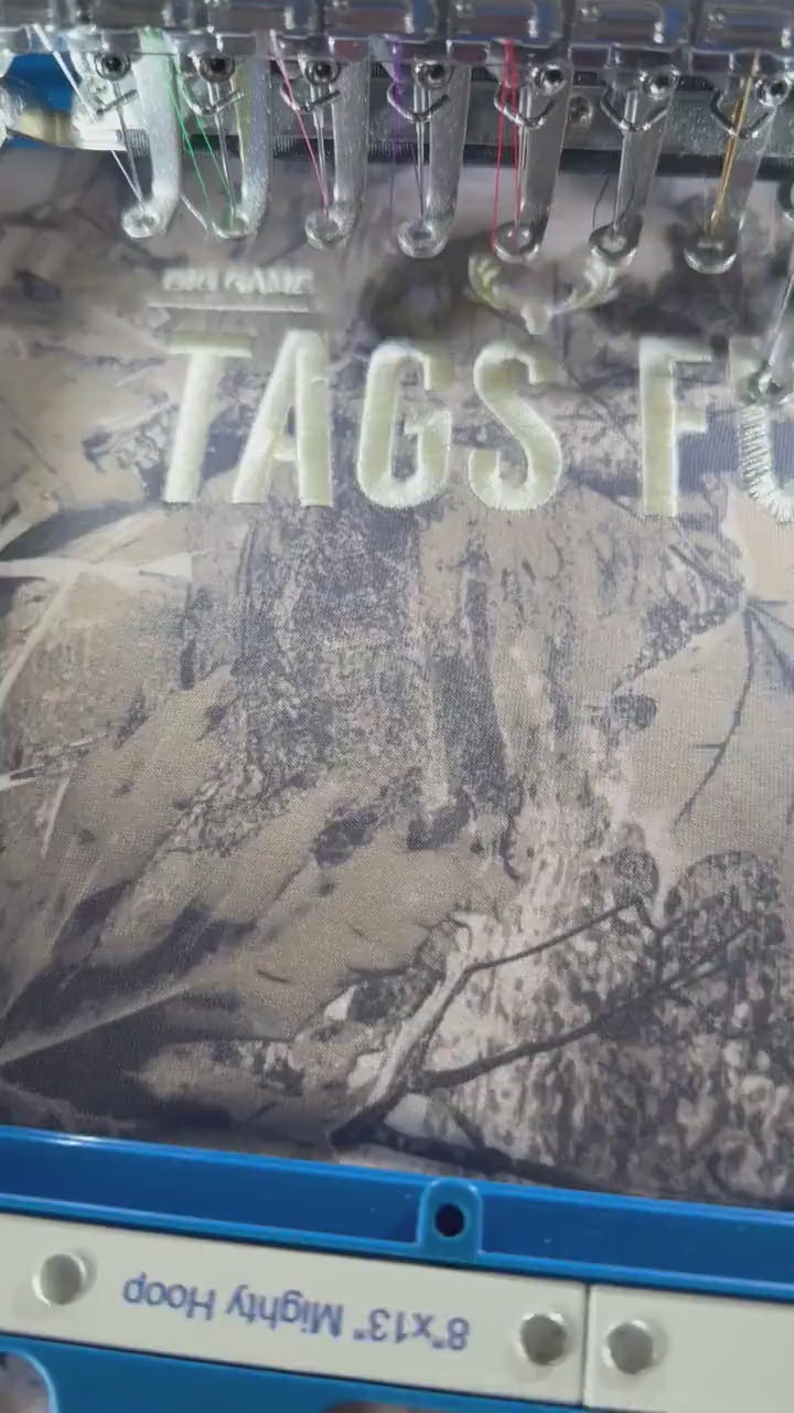 Embroidered Camo Hunting Shirt, Tags Full Pockets Empty Long Sleeve Tee, Hunter Gift