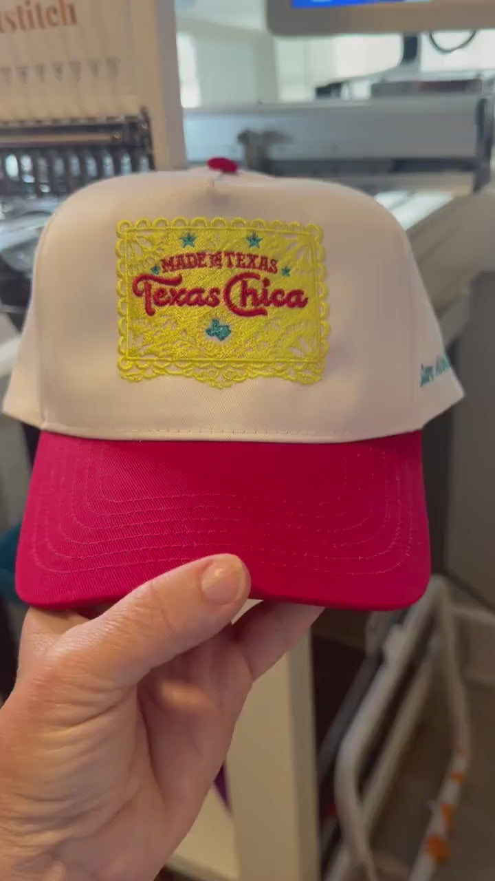 Personalized Texas Trucker Hat, Custom Western Cowgirl Cap, Retro Red Snapback (Made in Texas)